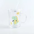 Customized Pattern 400ml Glass Bottle with Scale for Water Juice Milk Glass  Jar with Straw Colored Packing