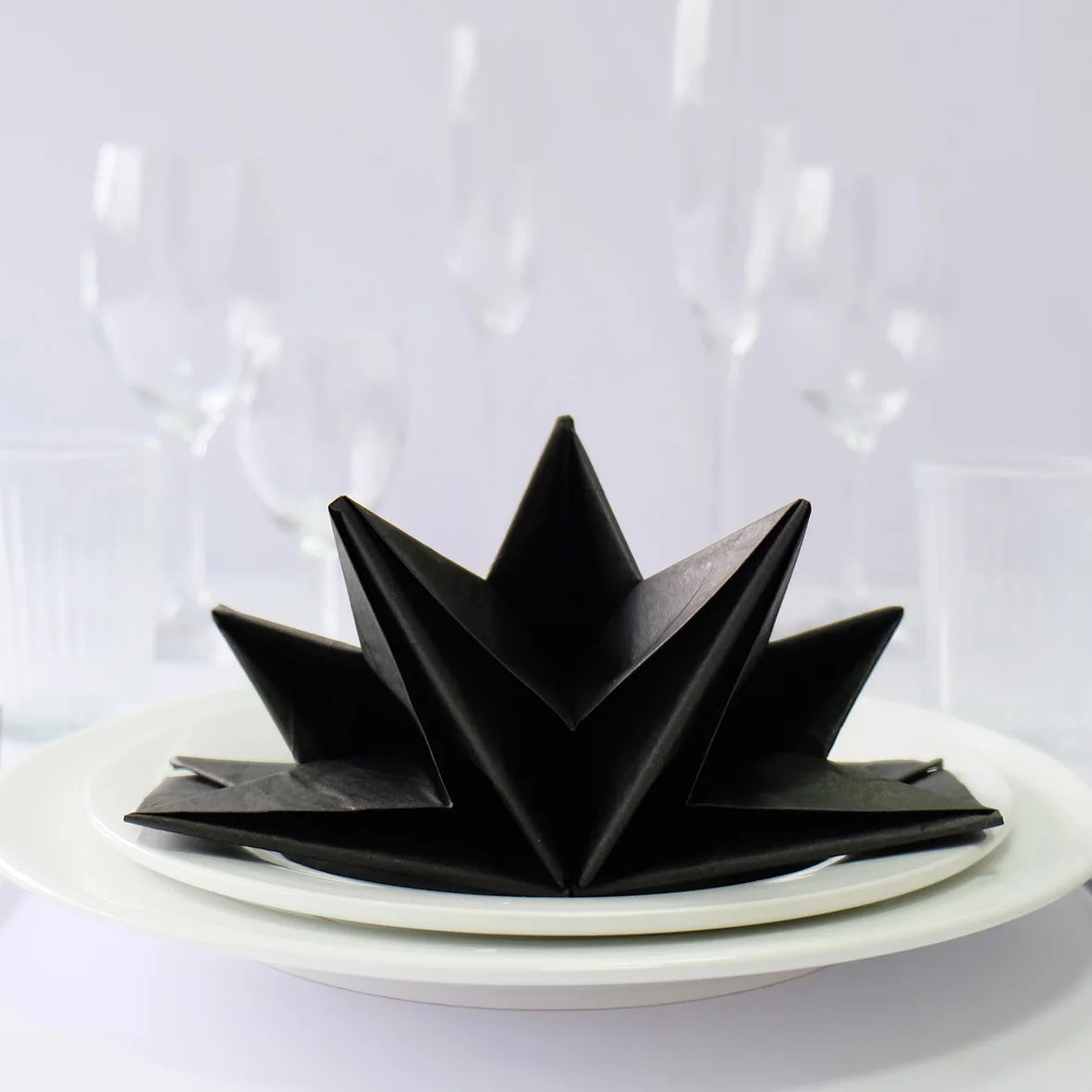 Santian Stock Black Pre-Folded Paper Napkins Disposable Chinese Style with Number Shapes Christmas Graduation New Year Events