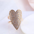 European and American Jewelry Wholesale Full of Diamonds Sweet Love Three-Dimensional Peach Heart-Shaped Girl Temperament Ring