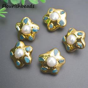 Jewelry Findigns18K Gold Plated Metal Copper Freeform Star Shape Stone Natural Freshwater Pearl Loose Beads
