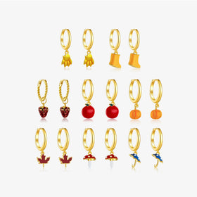 FUAMAY Aretes 925 Silver Hoop Earring Fashion Enamel Jewelry Pendants Charms Fruit Shape Enamel Earrings