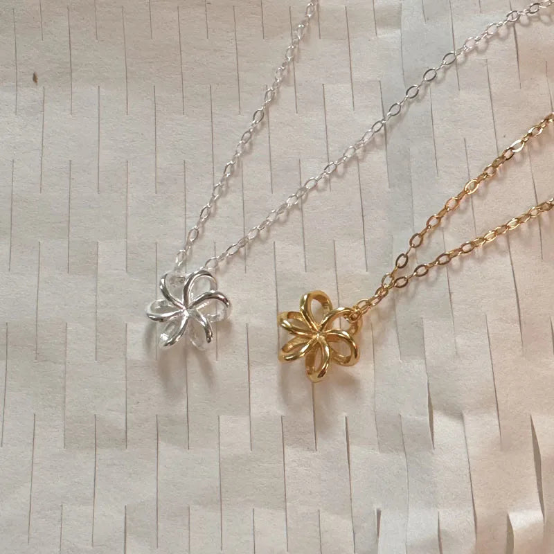 INS Link Chain 925 Sterling Silver Hollow Flower Pendant Necklace for Women Jewelry Gifts