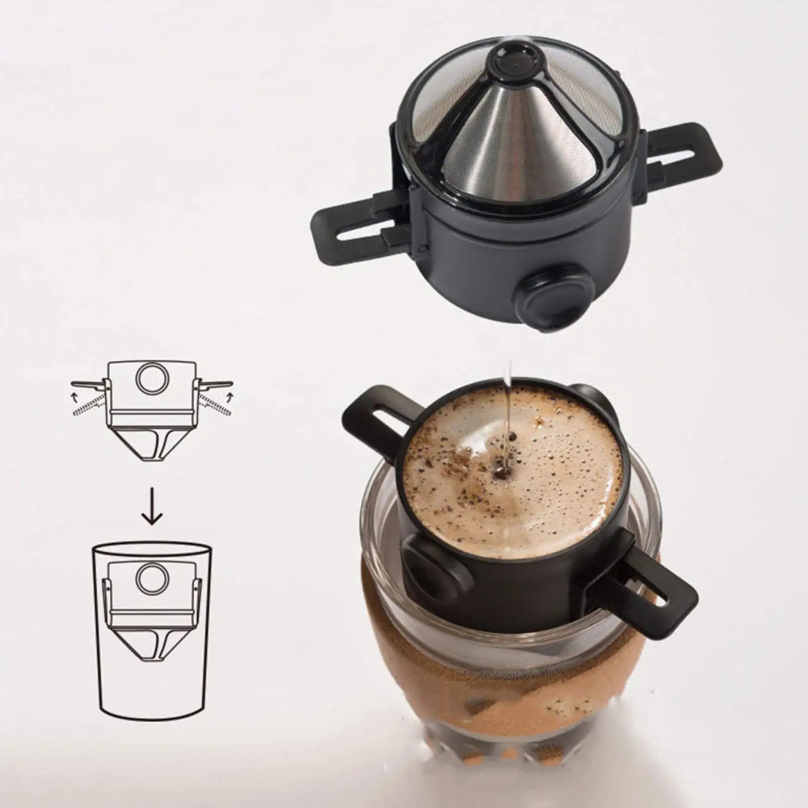 FREE SAMPLE New Design Laser LOGO FREE 304 Stainless Steel Coffee Filter Paperless Pour Over  Household Portable Coffee Dripper