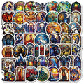 50Pcs Art Glass Prism Aesthetic Graffiti Stickers for Refrigerator Wall Decor Stained Glass Painting Sticker