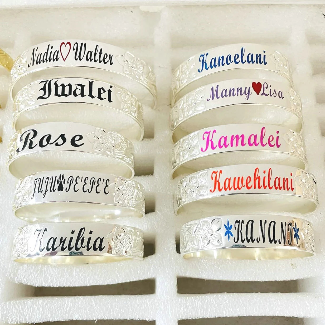 JX229 Personalized Name 15mm Wide Bangle Kids-adult Size Jewelry Gifts for Son Daughter Father Mother Grandmother Grandfather