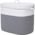 Simple Style Woven Laundry Basket Large Cotton Rope Laundry Storage Basket with Handles and Cover Basket with Lid