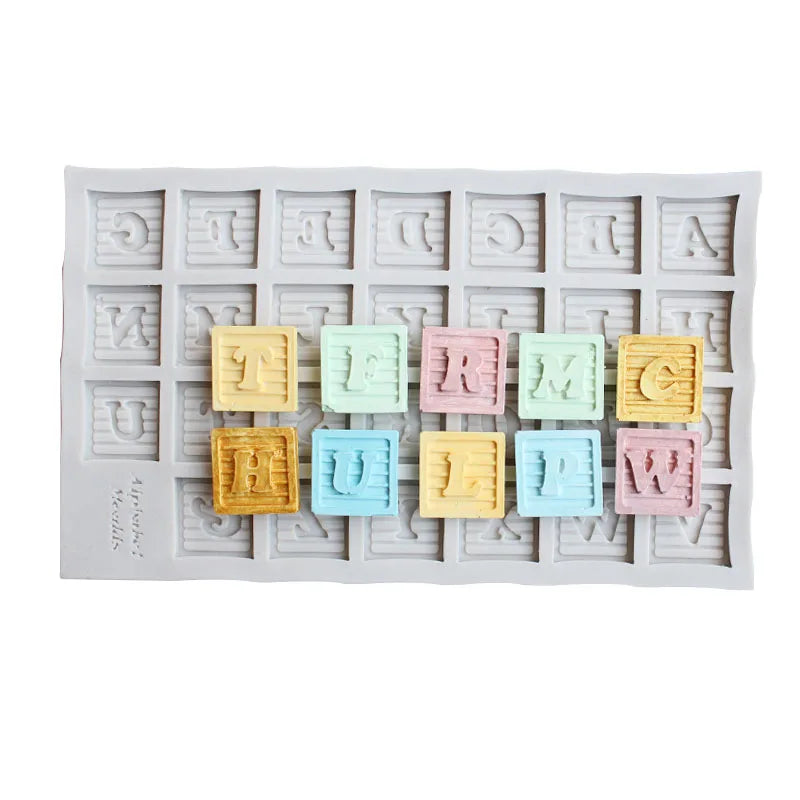 Button Alphanumeric Happy Birthday Silicone Mold Fondant & Chocolate Epoxy Mold in Rectangle Shape
