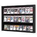 24 Graded Baseball Cards Display Case UV-Anti Clear Acrylic Rectangle Wall Hanging Card Collection Wood Trading Card Display