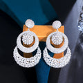Super Sparkling White Chunky Claw Setting Cubic Zircon Luxury Statement Big Unique Multiple Round Dangle Women Wedding Earrings