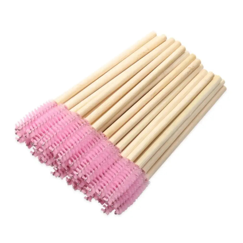 Pink Bamboo Eyelash Brushes Mascara Wands Eye Lash Eyebrow Applicator Cosmetic Makeup Brush Tool Kits