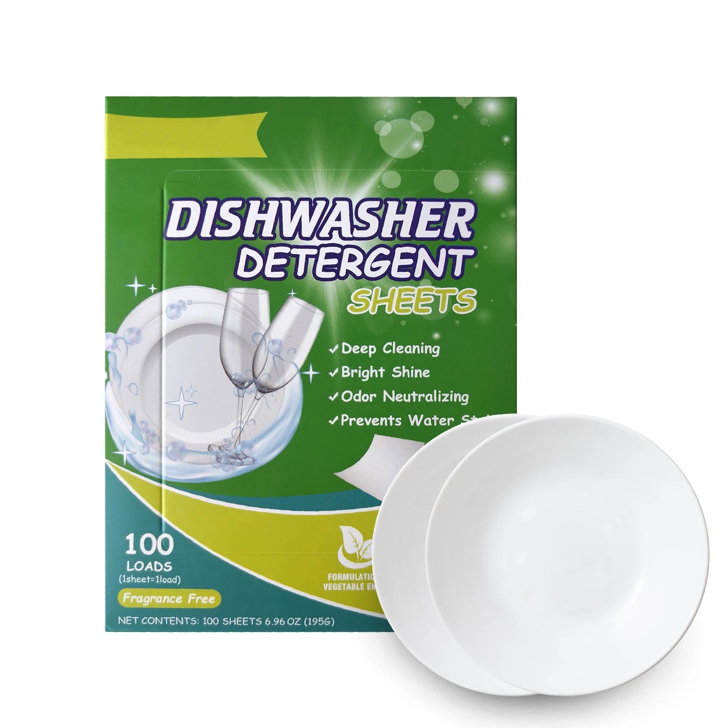 Powerful Disposable Eco-Friendly Dishwashing Sheets with Fresh Lemon Scent for Dishwasher and Hand Washing