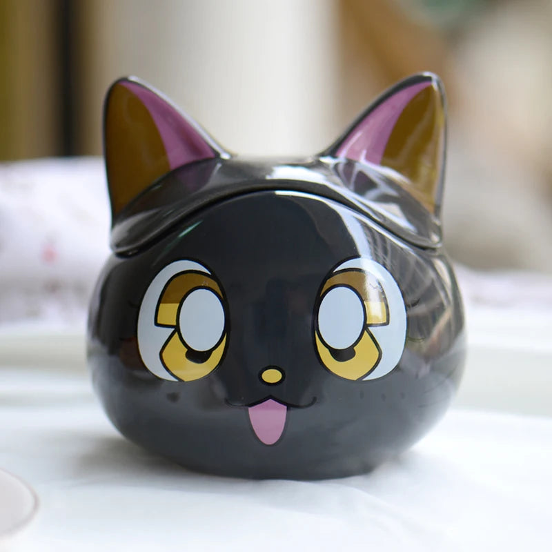 Handmade Custom Personalised Nordic Ceramic Coffee Cups Wholesale Cute Novelty Black White Cat Cartoon Mugs