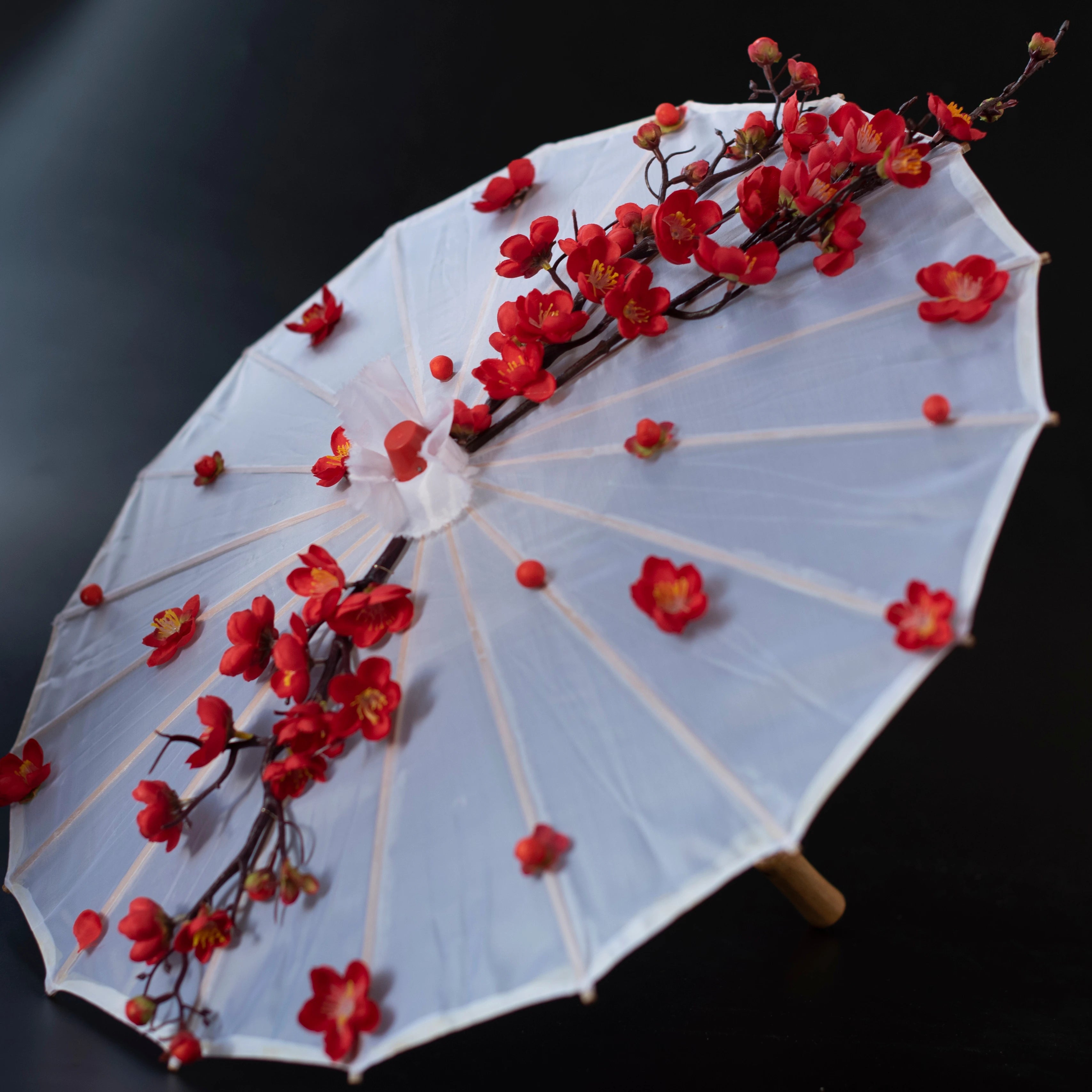 C-FU001 Wedding Decor Artificial Bridal Umbrella Silk Flower Girl Parasol Fake Bridal Floral Flower Umbrella for Wedding Decor