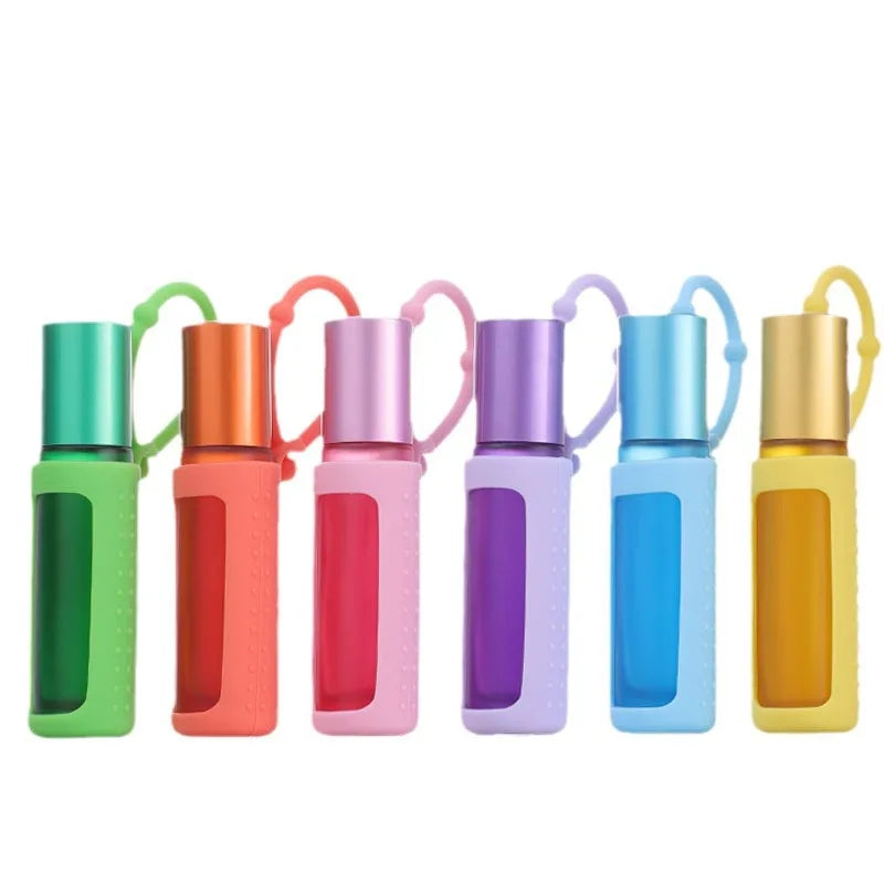 Wholesale Anti Slip 10ml Colorful Portable Roller Bottle Essential Oil Bottle Protective Silicone Case Sleeve for Glass Bottle