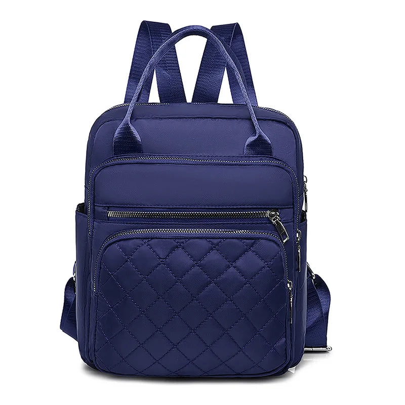 Import Purple Feminine Fashionable Waterproof Nylon Printed Backpack with Zipper Closure and Polyester Lining for Women
