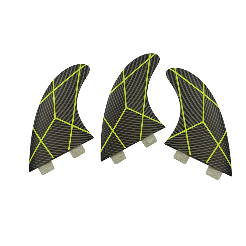 Custom Logo Surfboard Fin Honeycomb Double Tabs Fins Fiberglass Line Design Thruster for Surfing Waterplay