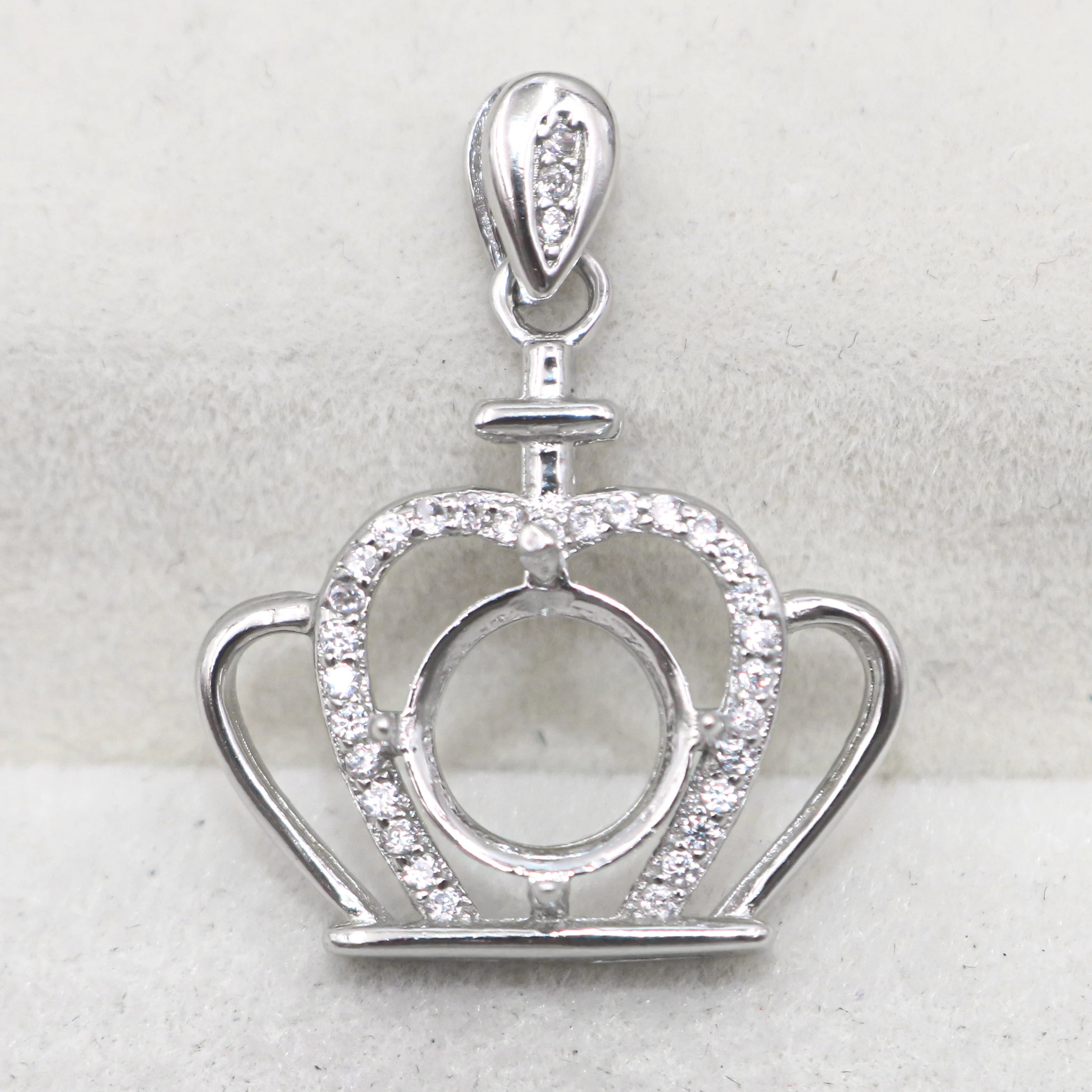 Sterling Silver 8*8mm Semi Mount Pendant Empty Frame Blank Support Setting S925 Base Holder Without Center Stone for DIY Inlay