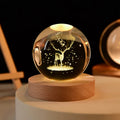 3D USB Xmas Carved Christmas Tree ELK Glass Crystal Ball Night Light Lamp Led Lights Wood Base Christmas Lights Decoration Gift MegaBDM