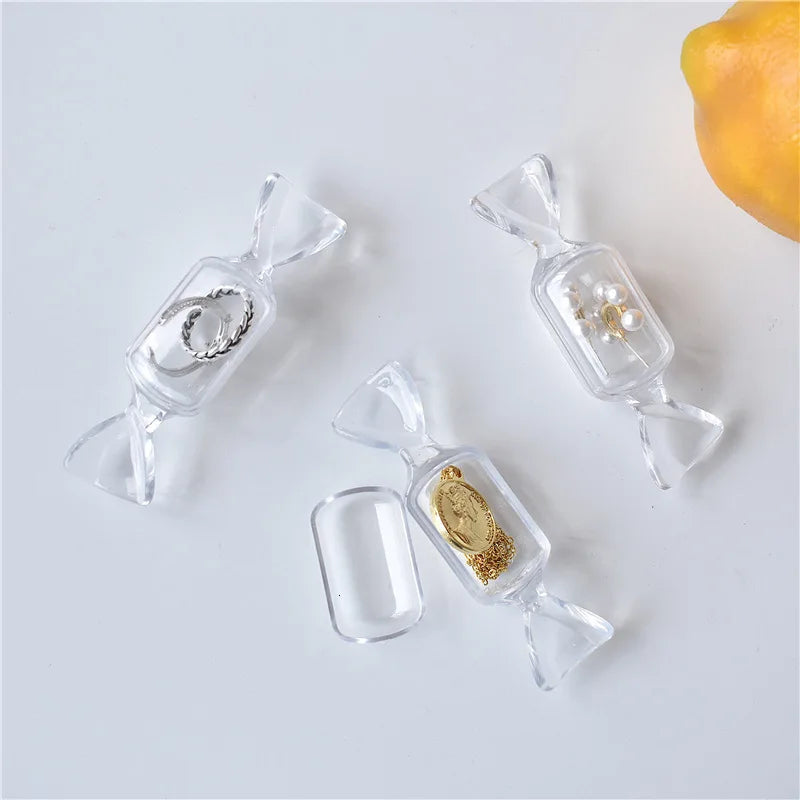 Uvd Water Drop Teen Girls Candy Shape Transparent MakeUp Storage Portable Earrings Jewelry Bag Travel Cosmetic Mini Box