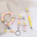 2025 New Teacher's Day Letter Charm Silicone Bead Bracelet Keychain with Tassel