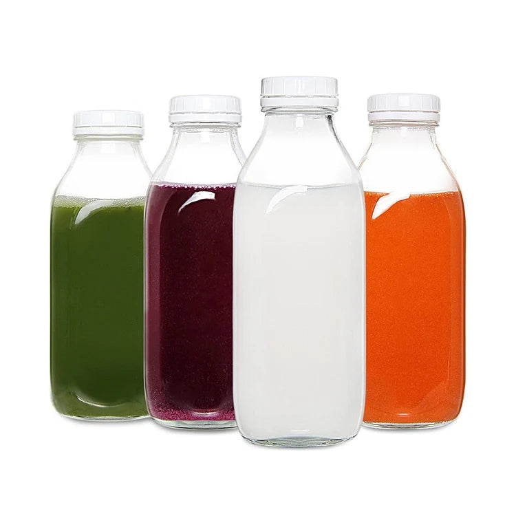Wholesale Custom Square Cold Brew Coffee Milk Tea Yogurt Drink Beverage Glass Juice Milk Bottle
