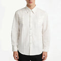 Custom Casual Shirt for Men Solid White Long Sleeve Wrinkle Overshirt OEM