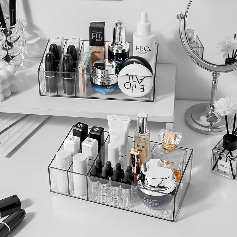 Acrylic Makeup Organizer Desktop Beauty Tools Divider Cosmetics Organizer Box Lipstick Rack Convenient Cylinder Brush Storage