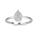 Fine Jewelry 925 Sterling Silver Micro Inlay CZ Diamond Water Drop Shape Finger Ring for Women Girls