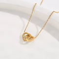 18K Gold Cute Double Ring Love Hearts Necklaces Fashion Stainless Steel Jewelry Do Not Fade Color Titanium Steel Accessories