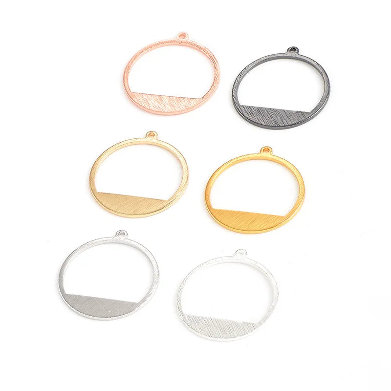 10pcs Brass Round Hollow Frame Geometric Pendant Charms DIY Earring Jewelry Making Accessories
