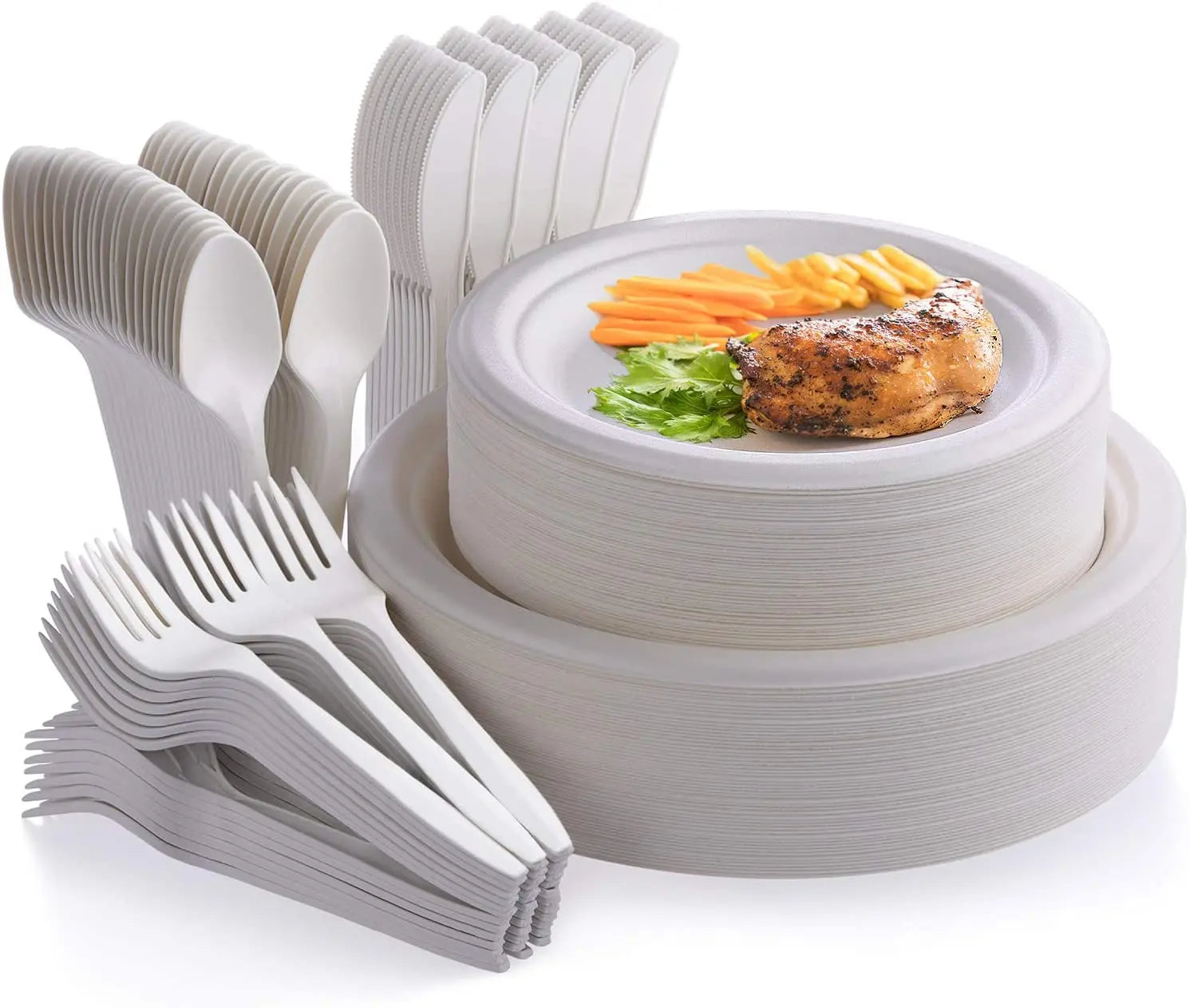 Christmas BBQ Picnic Compostable Biodegradable Sugarcane Disposable Plates Cutlery Tableware Guangdong China 12oz