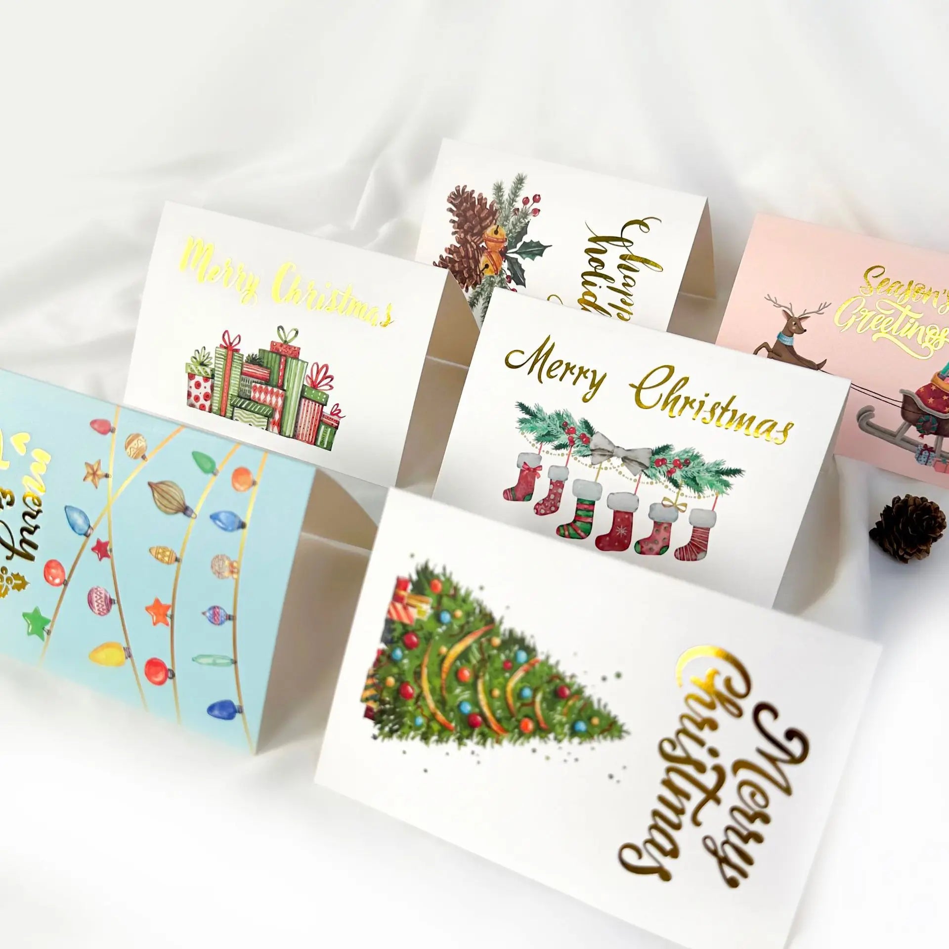 Custom Printing  Gift Card for Christmas Day Gifts Christmas Stickers Gold with Red Envelope Sticker Combo Set