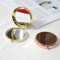 Free Customized Logo Double Side Pocket Mirror Round Gold Makeup Compact Mirror Small Mirror Promotion Gift