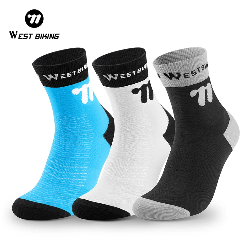 WEST BIKING Road Bike Sports Socks Cycling Running Men Women Breathable Moisture Wicking High Elasticity Cycling Socks