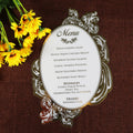 Royal Luxury Wedding Menu Cards White Acrylic Gold Foiling Die Cut Shape