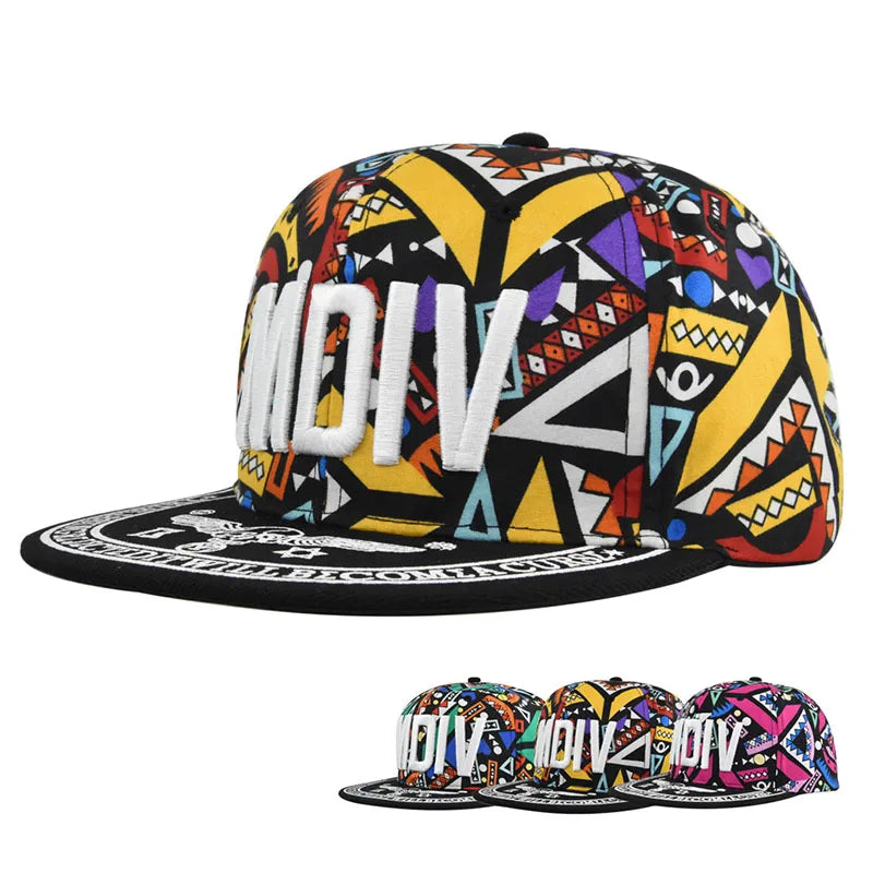 Lower Price Factory Hip Hop 6 Panel 3 Colors Polyester Flat Brim Hats Custom MDIV Printed Logo Snapback Caps