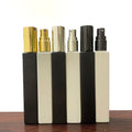 Matte Black White 10ml Square Glass Spray Pump Bottle Gold Silver Black Cap for Facial Cleanser Skin Care Serum Essential Oil