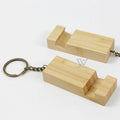 Bamboo Phone Holder Keychain Customized LOGO Biodegradable Key Ring