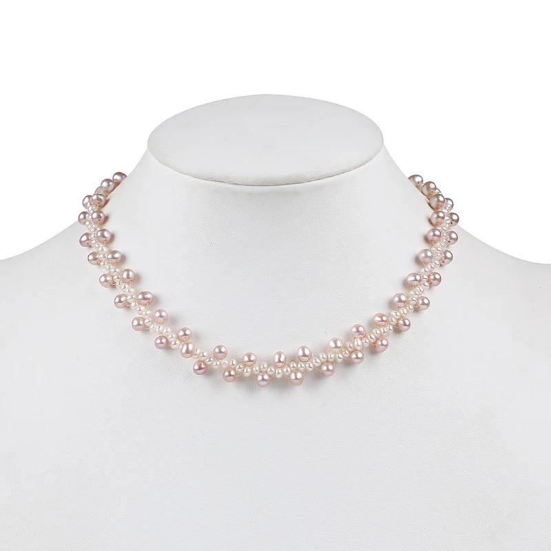 Zhuji Sample Design 4-5mm Natural Purple White Potato Freshwater Pearl Necklace for Sale