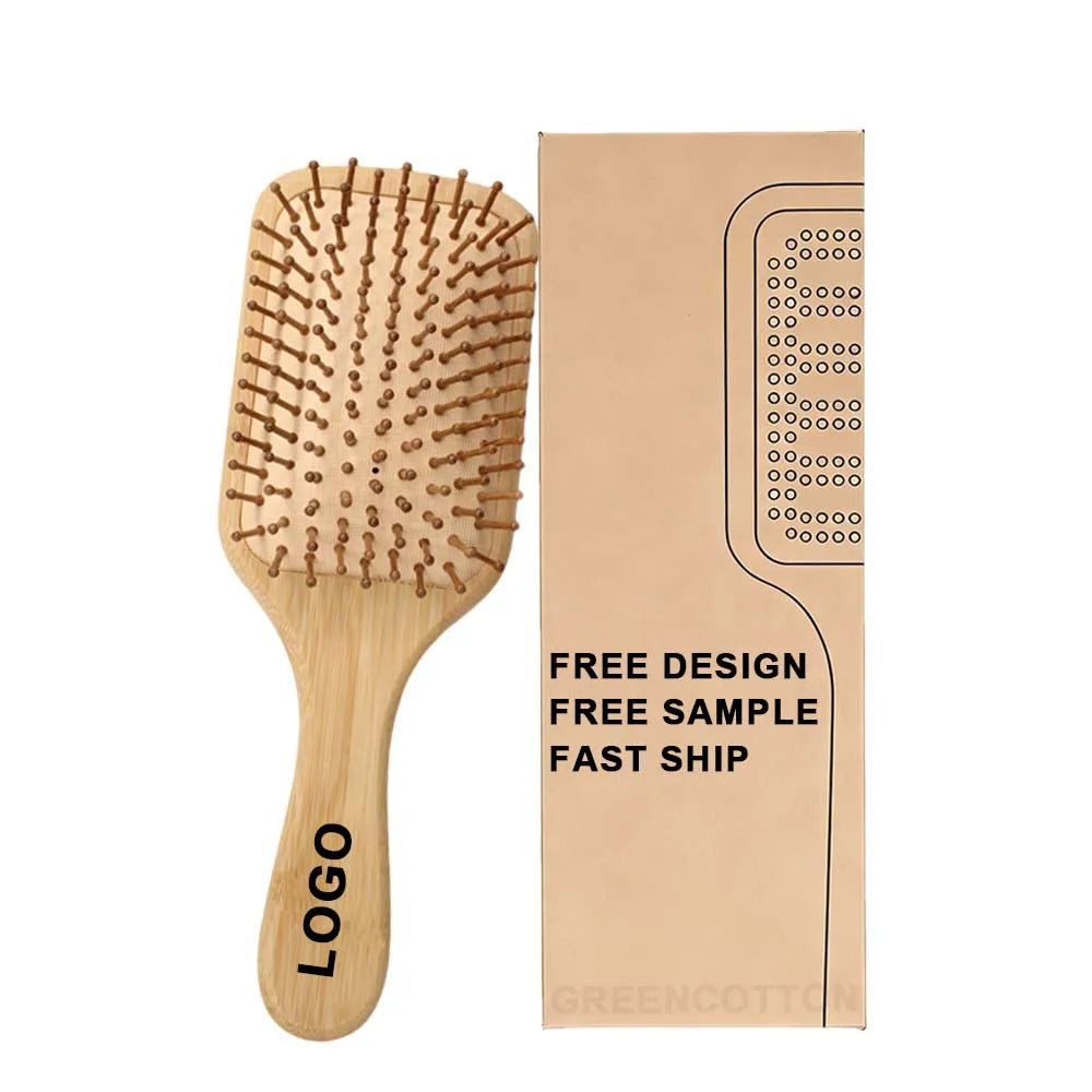 Custom Logo Wooden air Cushion Comb Scalp Massage Comb Hair Smoothing airbag Comb Hairdressing Styling Comb