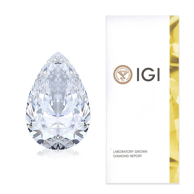 Starsgem Pear Cut IGI Certificated Diamond 1ct  2ct Loose HPHT CVD Diamond Lab Grown Diamond