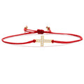Fashion Black Red Rope Jewelry Gifts Advanced Gold Plated Zircon Bracelet Statement Cross Bracelet Gifts for Women
