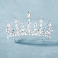 Best Price Luxury White Freshwater Pearl Rhinestone Elegant Bridal Wedding Crown Women Big Crystal Tiara Crown