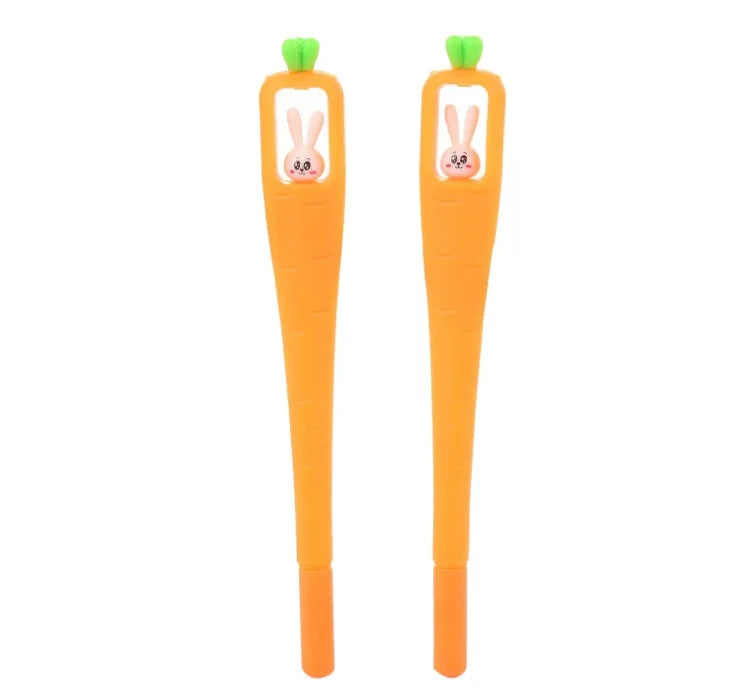Cute Carrot Rabbit Gel Pen for Students Black Ink Color with Fluent Writing Gift Idea for Girls Made of Plastic