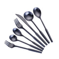 Luxury European Style Flatware Sets with Round Handle Brushed Matte Black Stainless Steel 18/10 for Restaurants Hotels Parties
