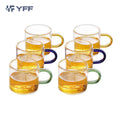 Custom logo High Borosilicate Glass Shaped Small Glass Tea Cups Set