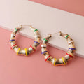 Trendy Rainbow Color Personality Punk Zinc Alloy Hoop Earrings Large Chunky Enamel Glaze Gold Plated Drop Earrings Women Girls