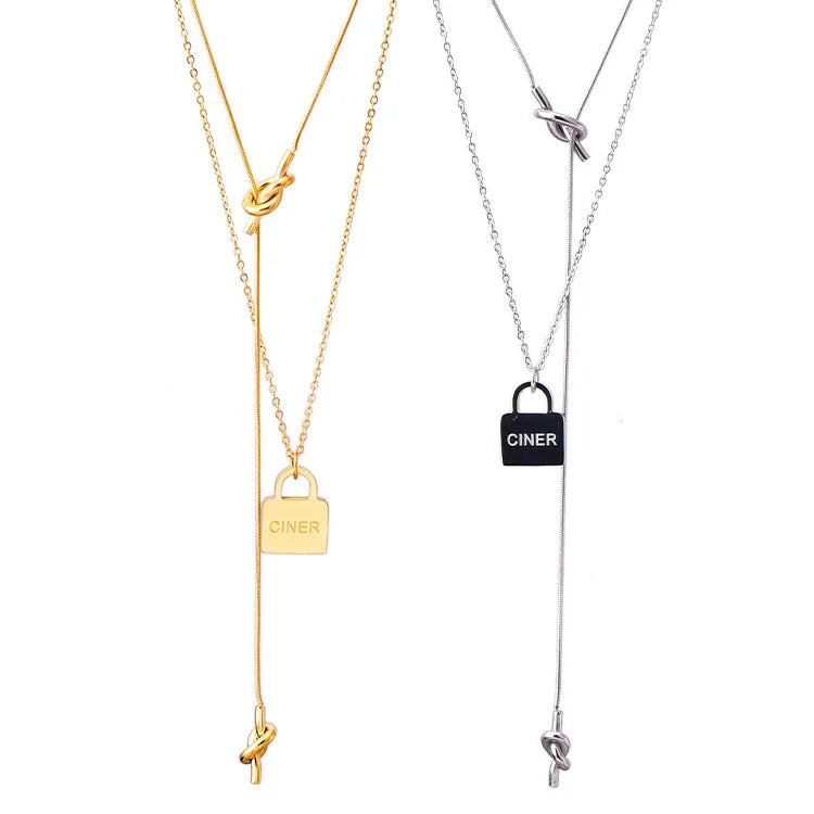 2023 New Arrival Tarnish Free 18k Gold Plated Lock Pendant Stainless Steel Necklaces With Pendants Jewelry for Women