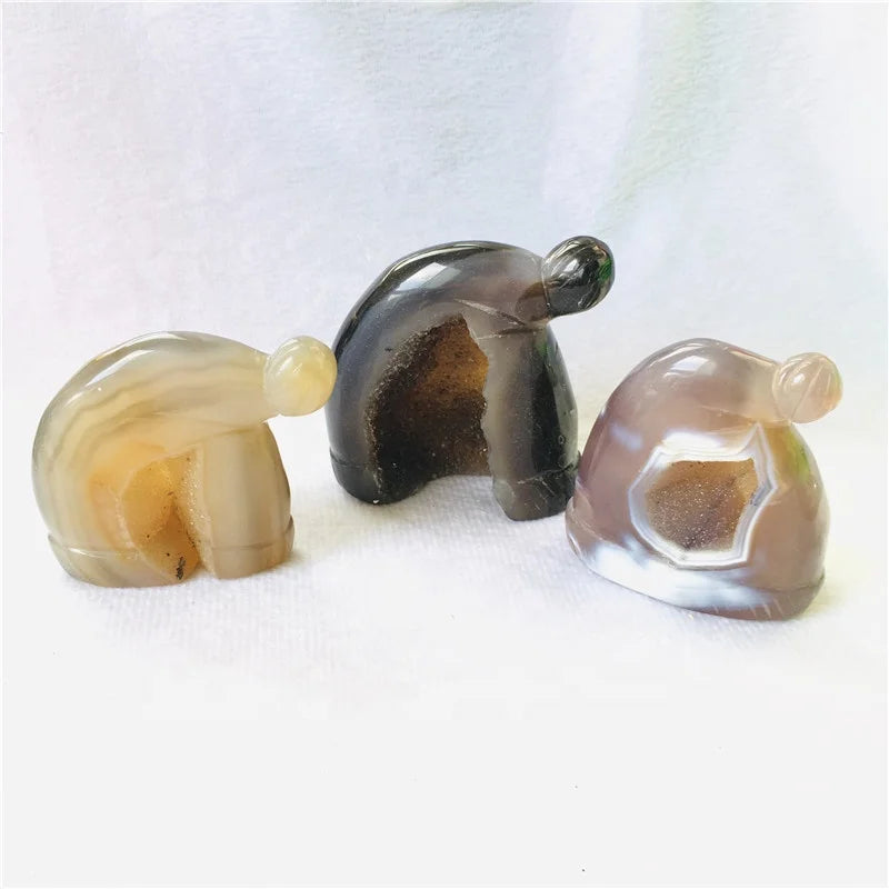 Wholesale Natural Crystal Crafts Agate Geode Hand Carved Christmas Hat Crystals Healing Stones for Gifts