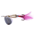 Wholesale SP156 7cm 9.5g Metal Spinner Bait Spoon Fishing Lure with Feather Hook